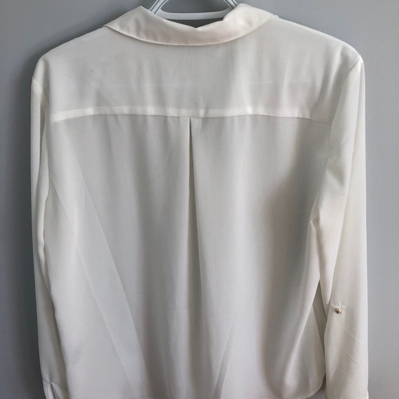 White Chiffon Blouse/Work Top with Gold Accents - Picture 4 of 5